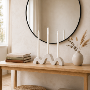 Suport Sfeșnic pentru 3 Lumânări Înalte, Design Sculptural Minimalist — Wave Candle Holder | Lazuran Studio