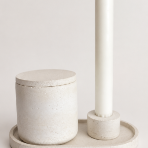 Set Decorativ cu Tavă, Recipient cu Capac și Sfeșnic — Ritual Trio | Lazuran Studio